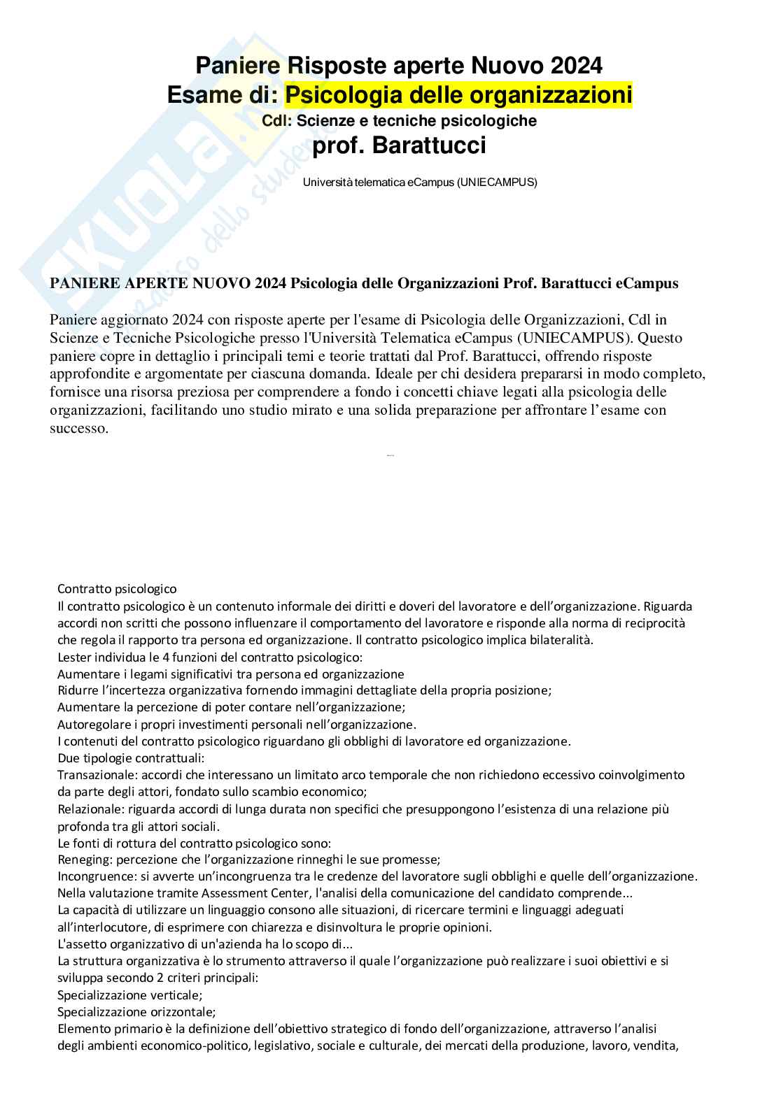 Psicologia delle organizzazioni Pag. 1