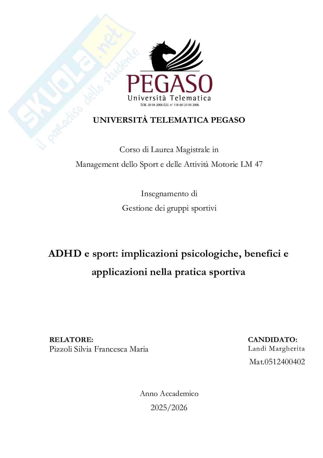 ADHD e sport: implicazioni psicologiche, benefici e applicazioni nella pratica sportiva Pag. 1