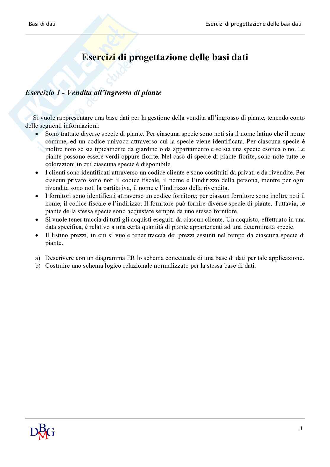 Paniere di esercizi di Informatica medica Pag. 1