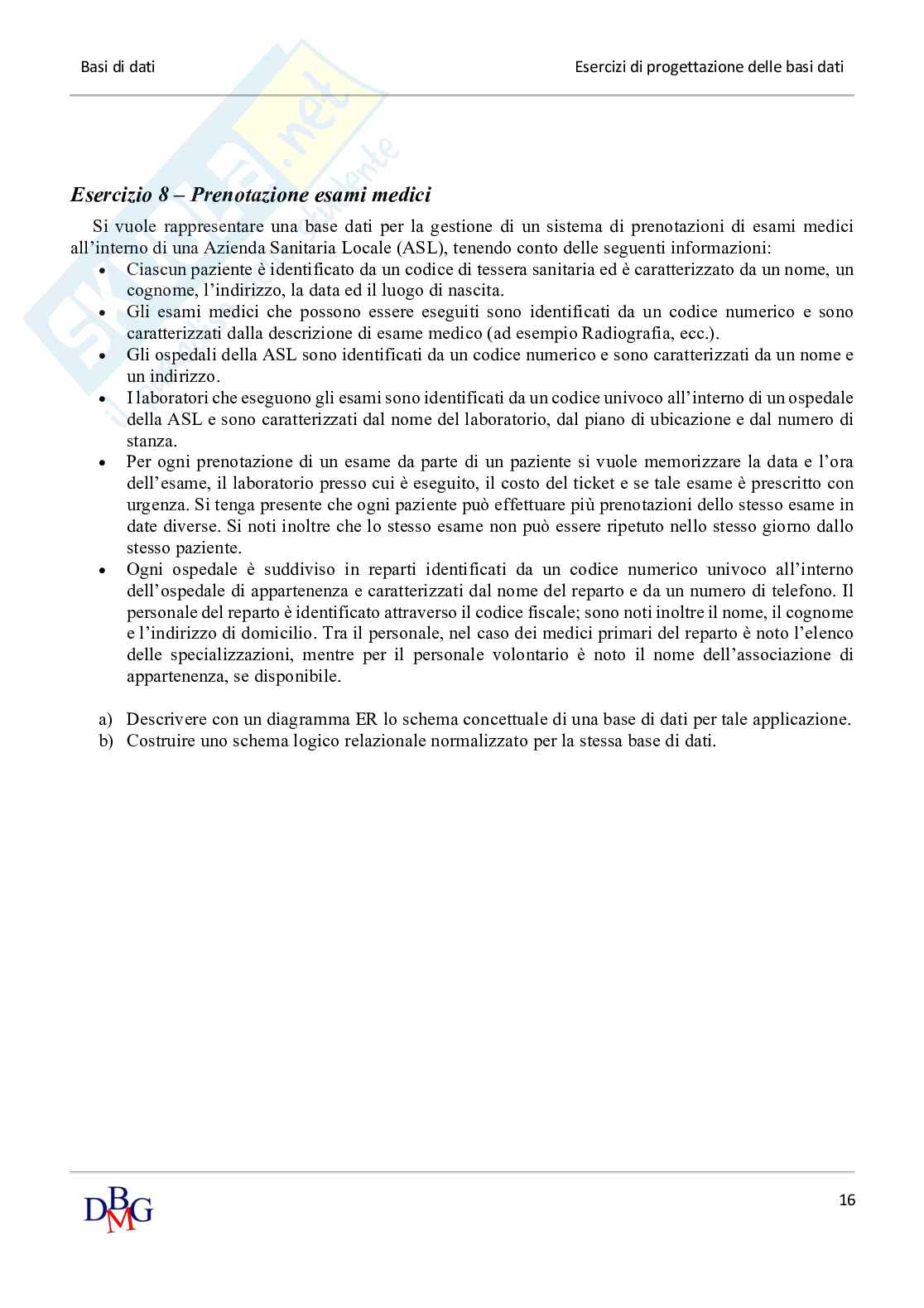 Paniere di esercizi di Informatica medica Pag. 16