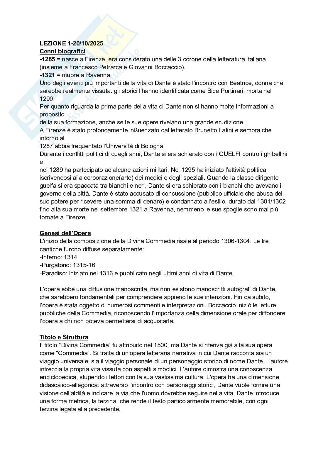 Divina Commedia  Pag. 1