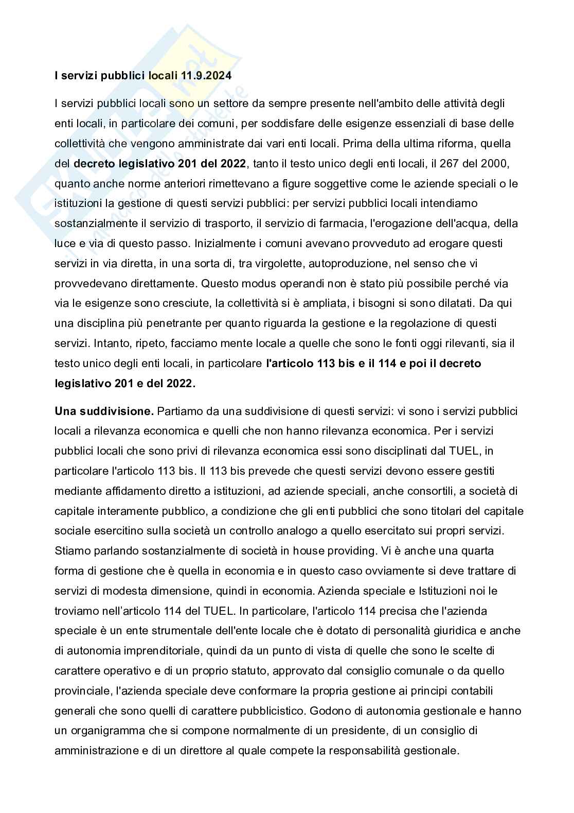 Servizi pubblici locali Pag. 1