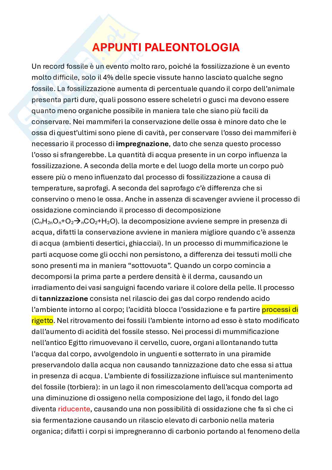 Appunti di Paleontologia con laboratorio Pag. 1