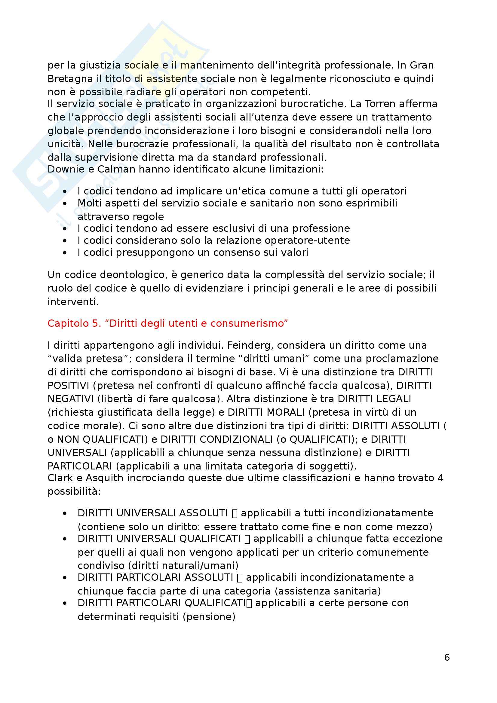 Riassunto esame Principi e fondamenti del servizio sociale, prof. Fasciolo, libro consigliato Etica e valori nel servizio sociale, Banks Pag. 6