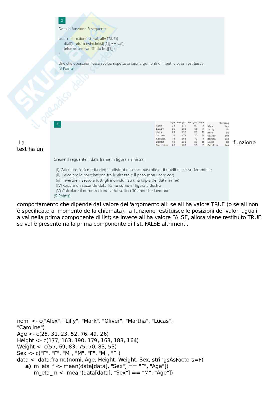 Esercizi di Informatica per le biotecnologie Pag. 16