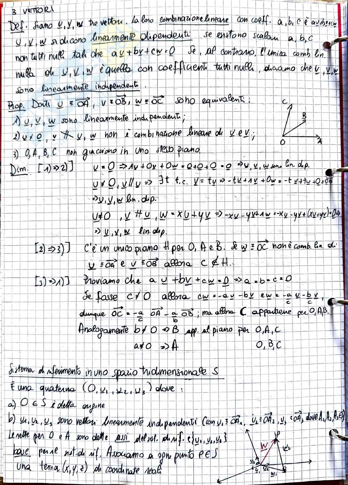 Geometria e algebra lineare: operazioni tra vettori e combinazioni lineari Pag. 1