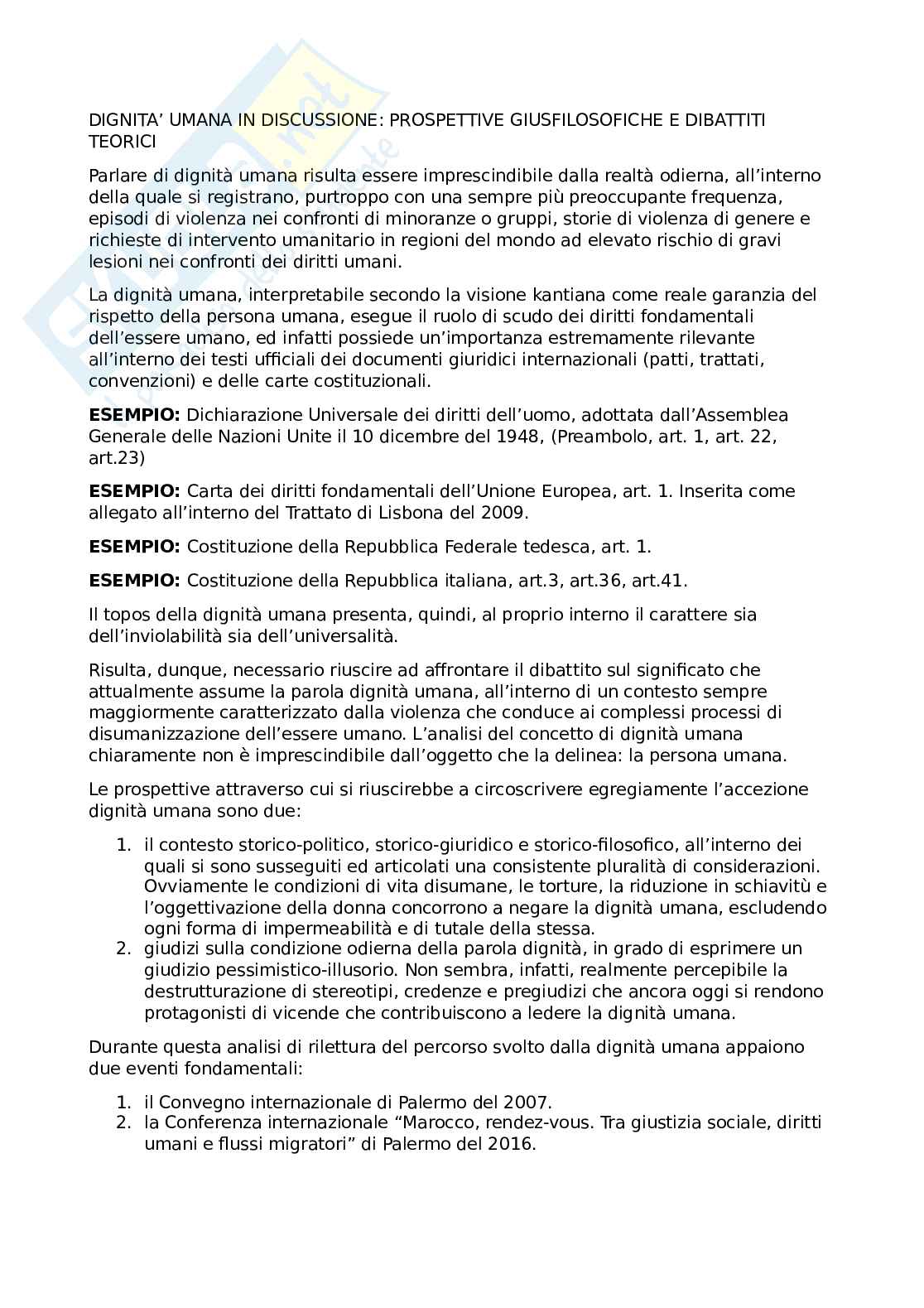 Riassunto esame Filosofia politica , Prof. Graziani Enrico, libro consigliato Dignità prismatica , Graziani  Pag. 1