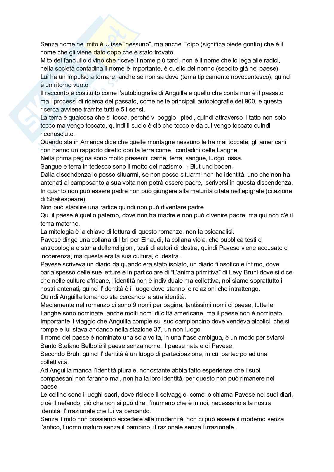 Appunti di Letteratura italiana moderna e contemporanea su “La luna e i falò” Pag. 2