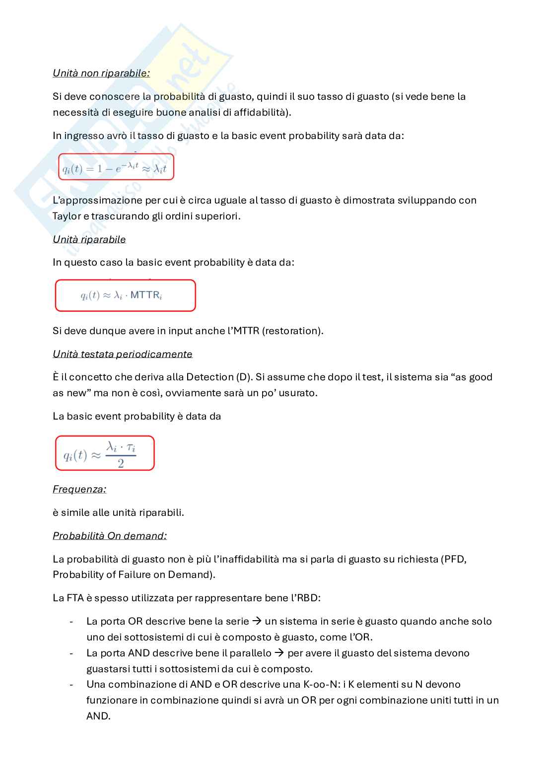Appunti System reliability, dependability and safety (parte 3, in italiano) Pag. 6