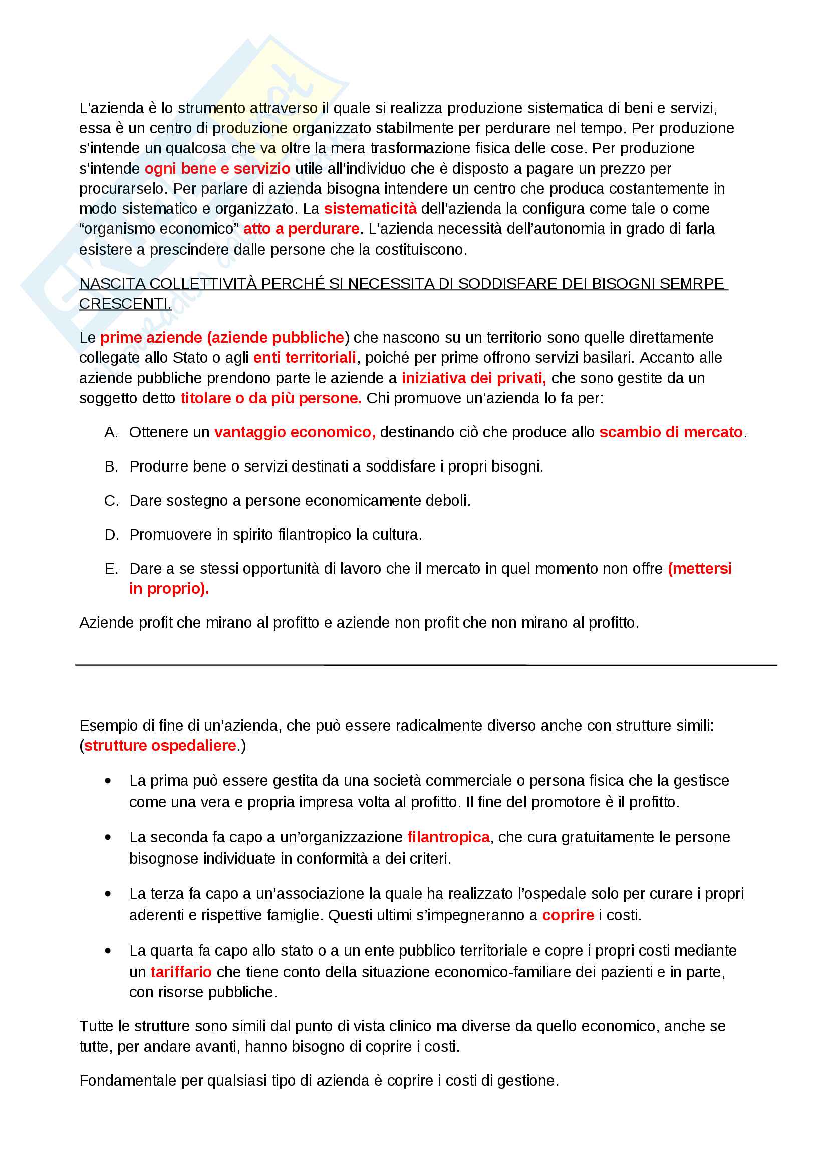 Economia aziendale, teoria Pag. 1