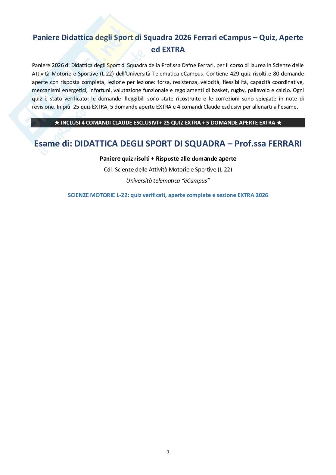 Didattica degli sport di squadra  Pag. 1
