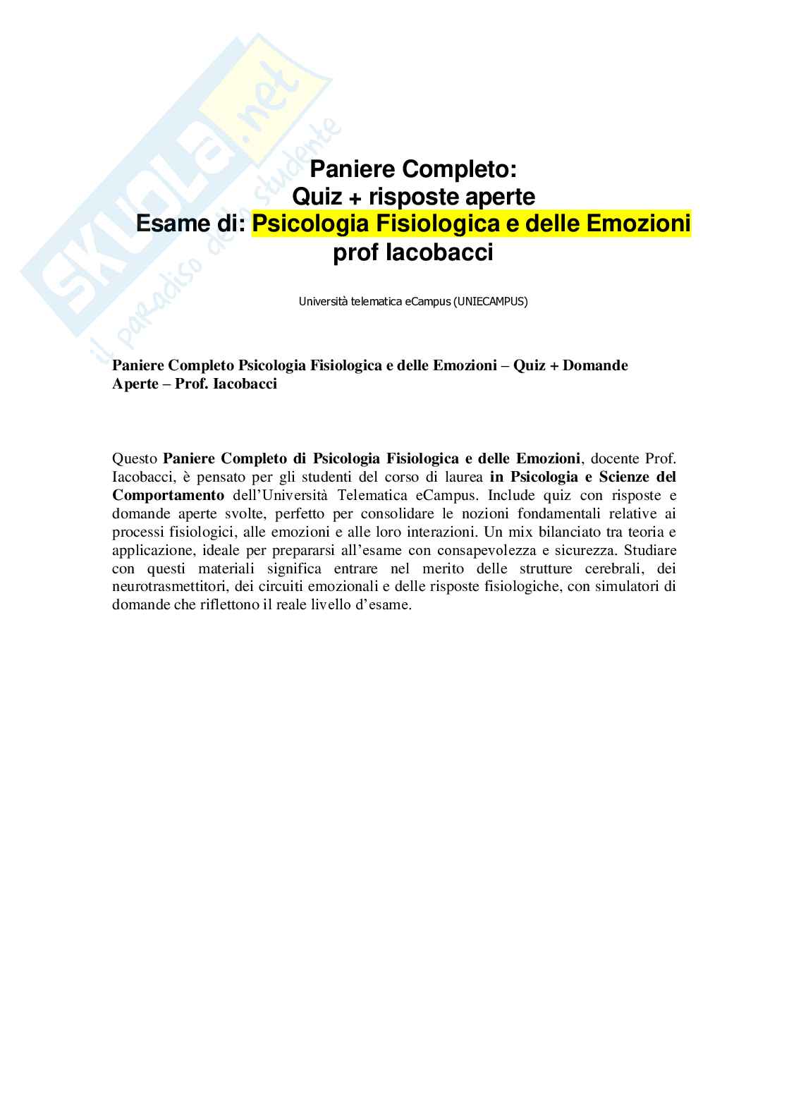 Psicologia Fisiologica Pag. 1