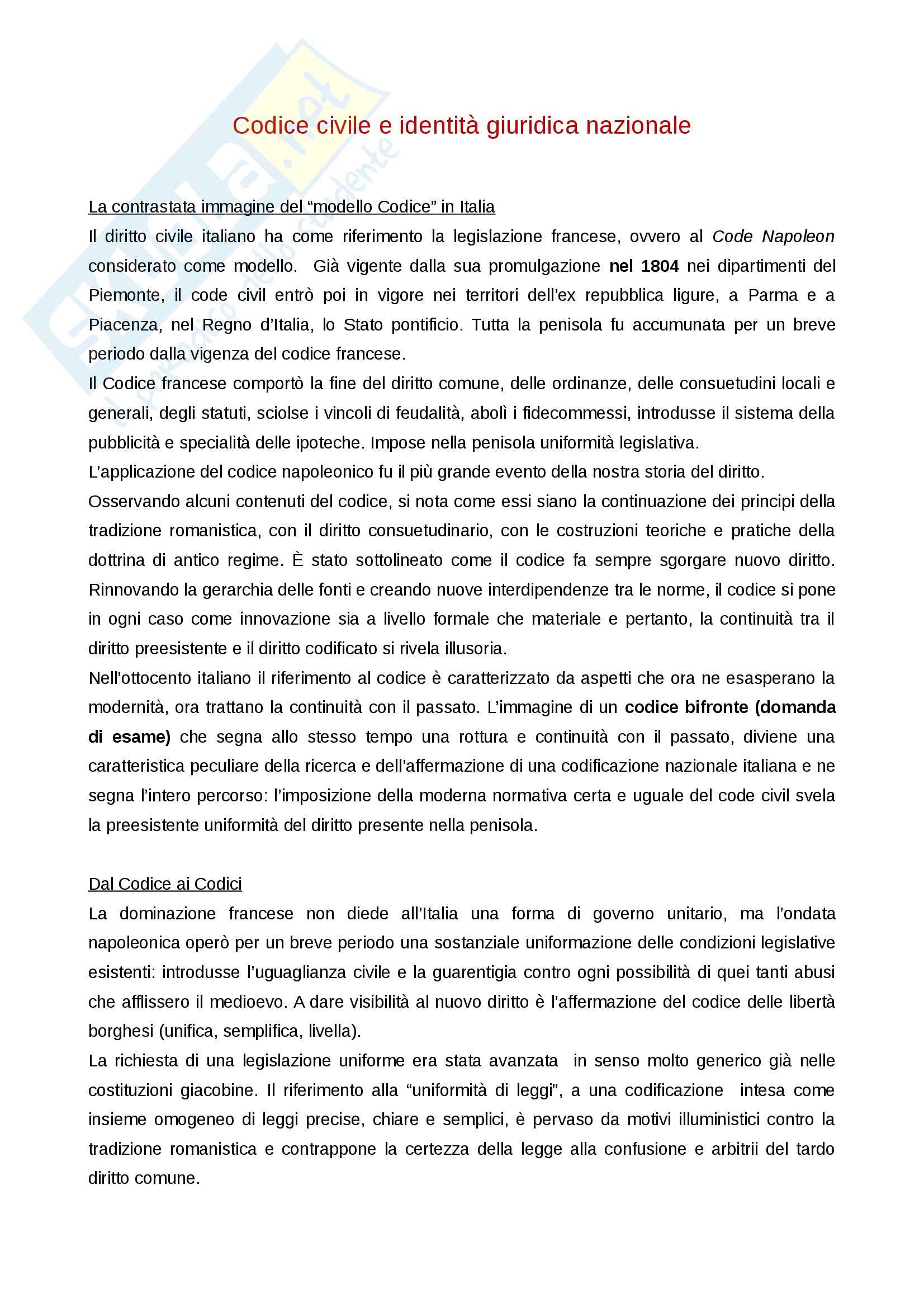 Lezioni, Storia delle codificazioni moderne Pag. 1