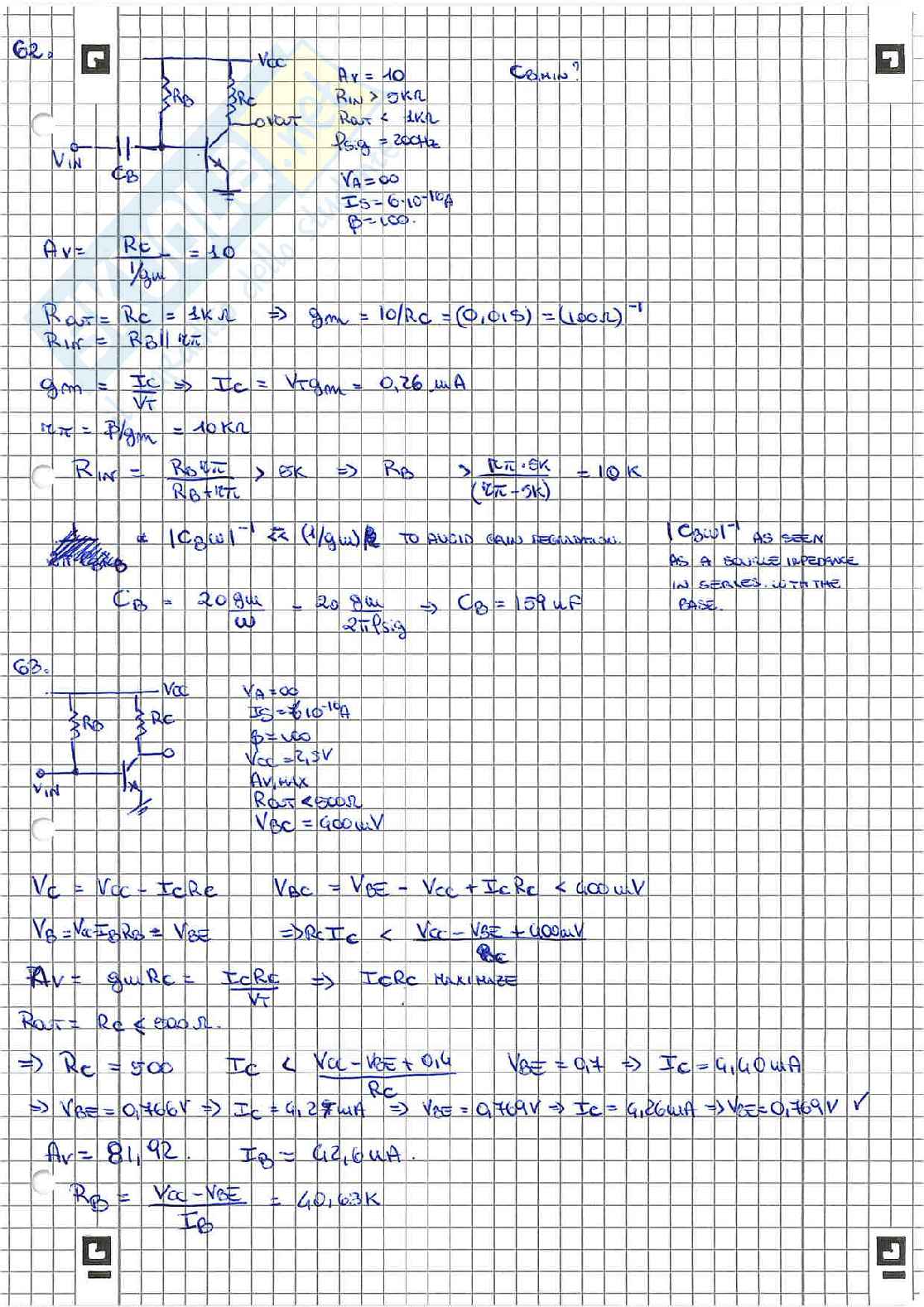 Appunti ed esercizi svolti Elettronica I sugli amplificatori bipolari: parte 4 Pag. 6