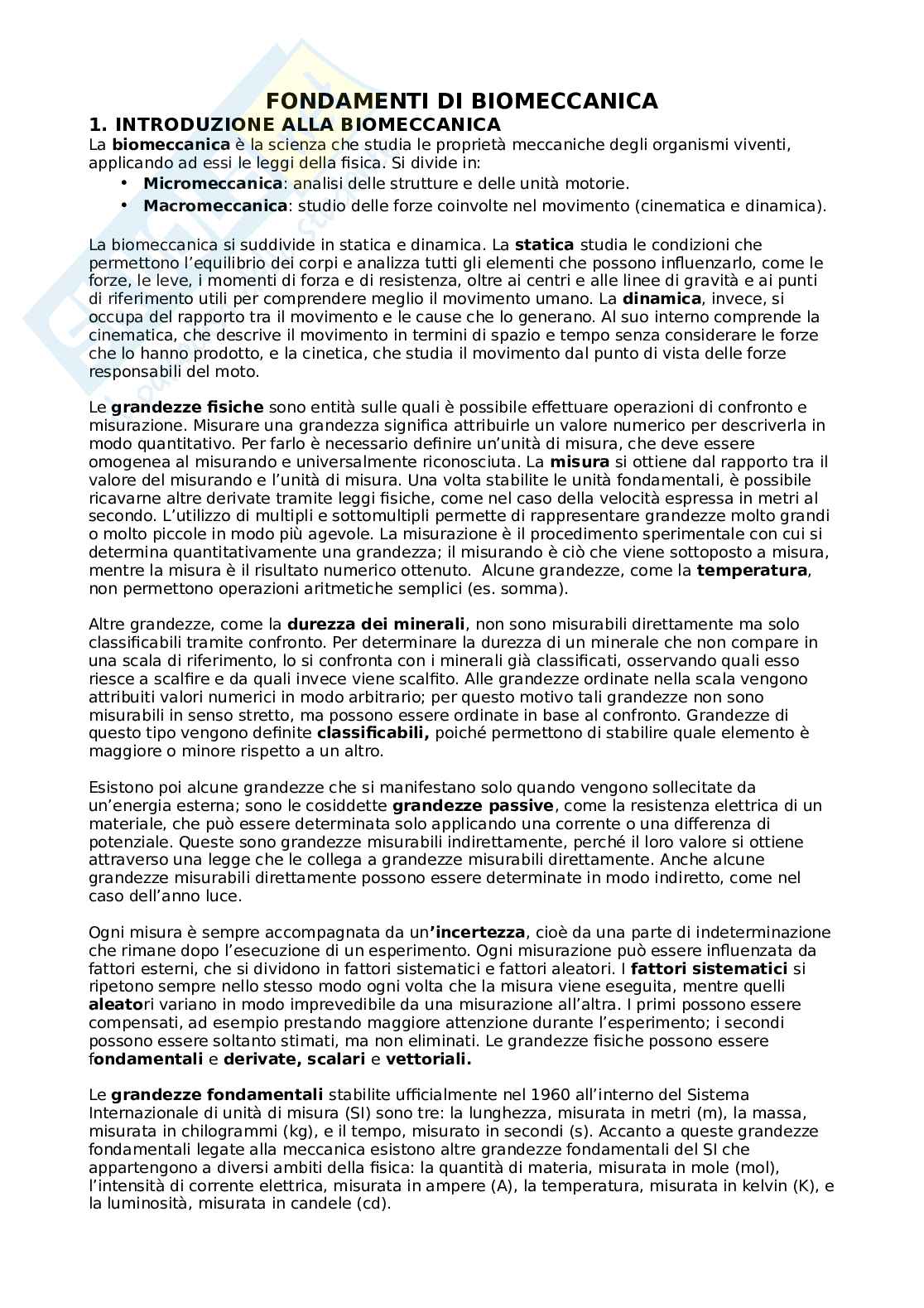 Fondamenti di biomeccanica del movimento umano Pag. 1