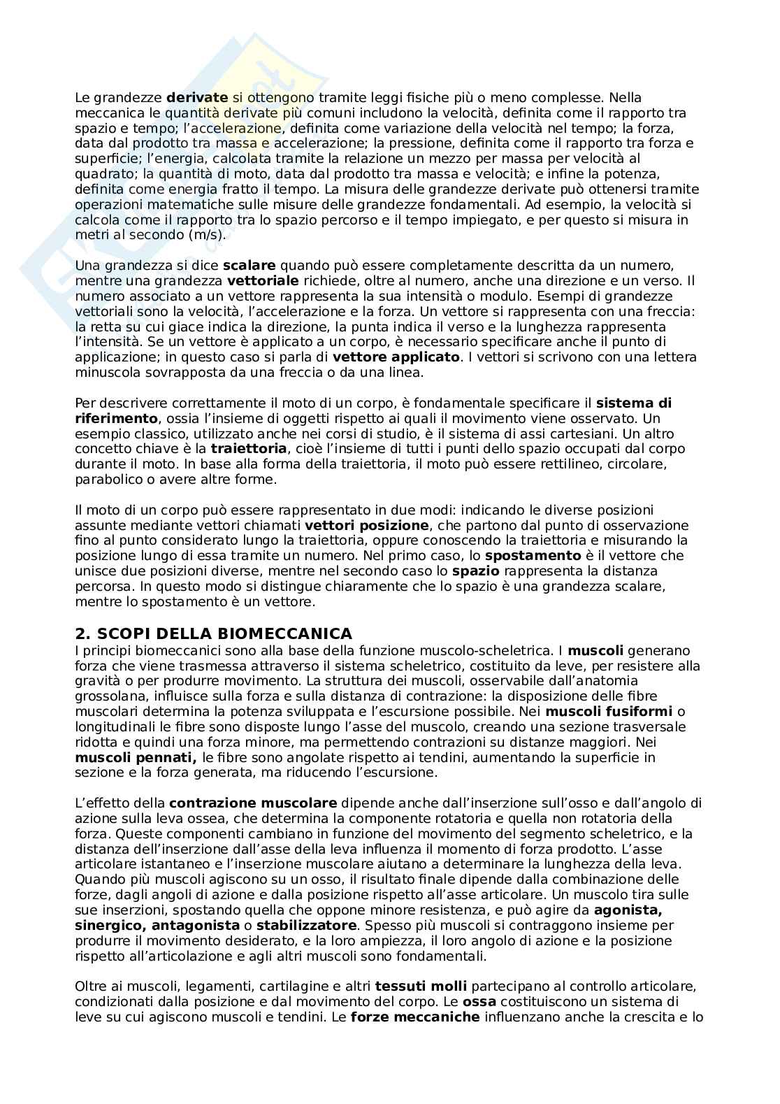 Fondamenti di biomeccanica del movimento umano Pag. 2