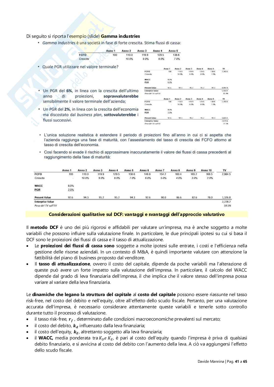 Appunti Finanza delle operazioni straordinarie Pag. 41