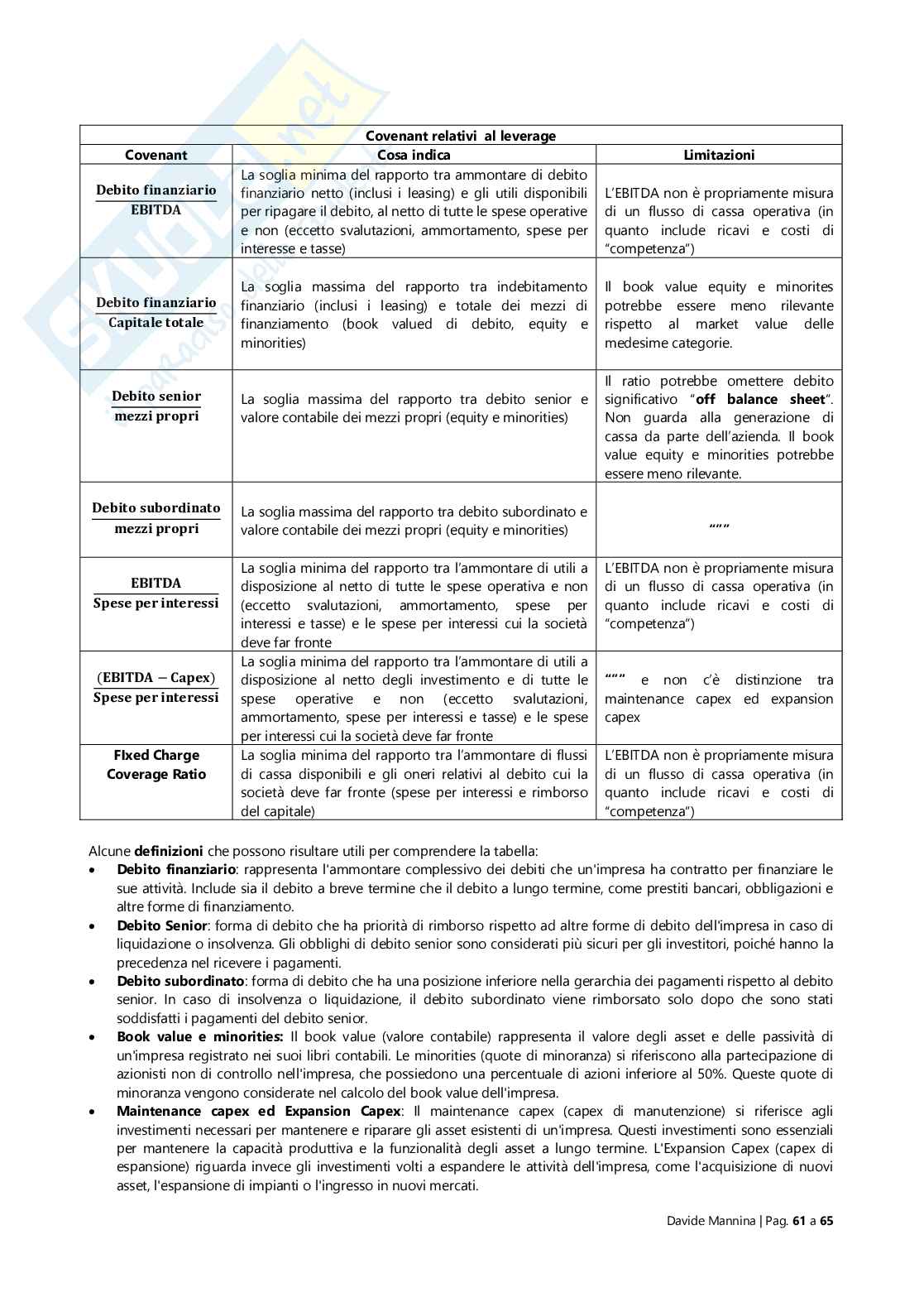 Appunti Finanza delle operazioni straordinarie Pag. 61