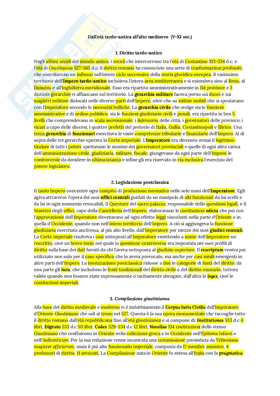 Riassunto esame Storia del diritto medievale, Prof. Parini Sara Veronica, libro consigliato Storia del diritto in Europa, Padoa Schioppa Pag. 1