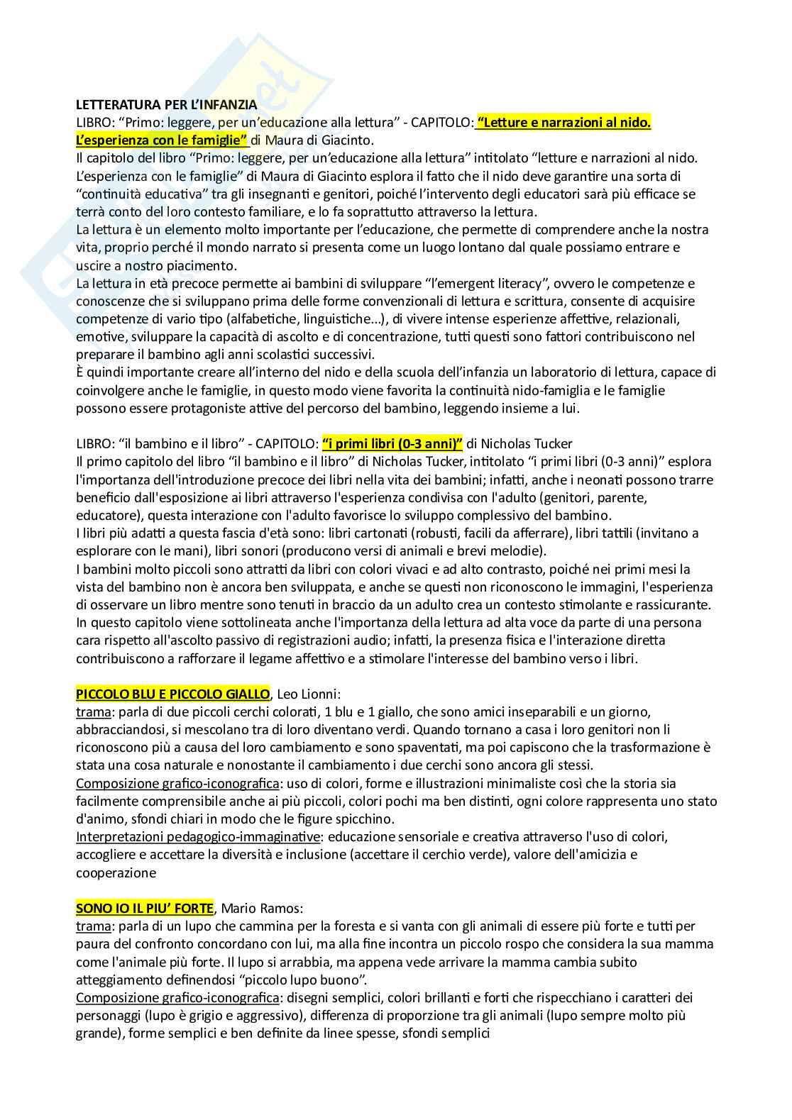 Appunti per l'esame di Letteratura per l'infanzia  Pag. 1