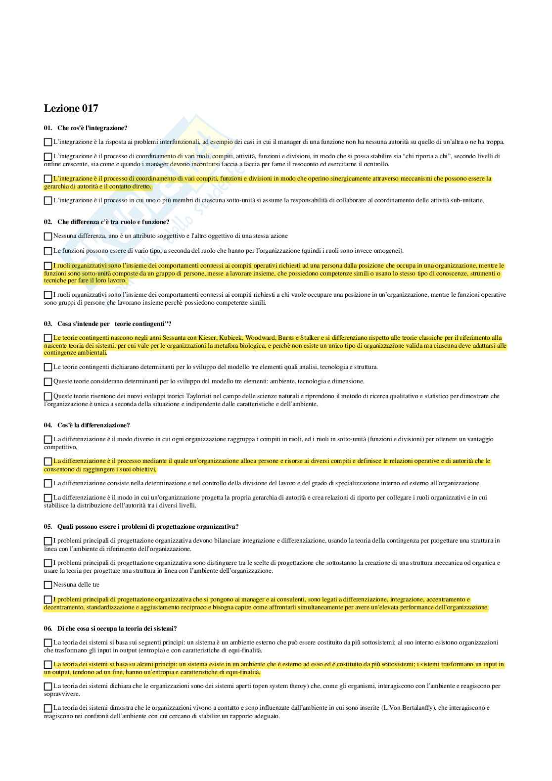 Paniere risposte multiple Organizzazione aziendale - aggiornato (2026) Pag. 21