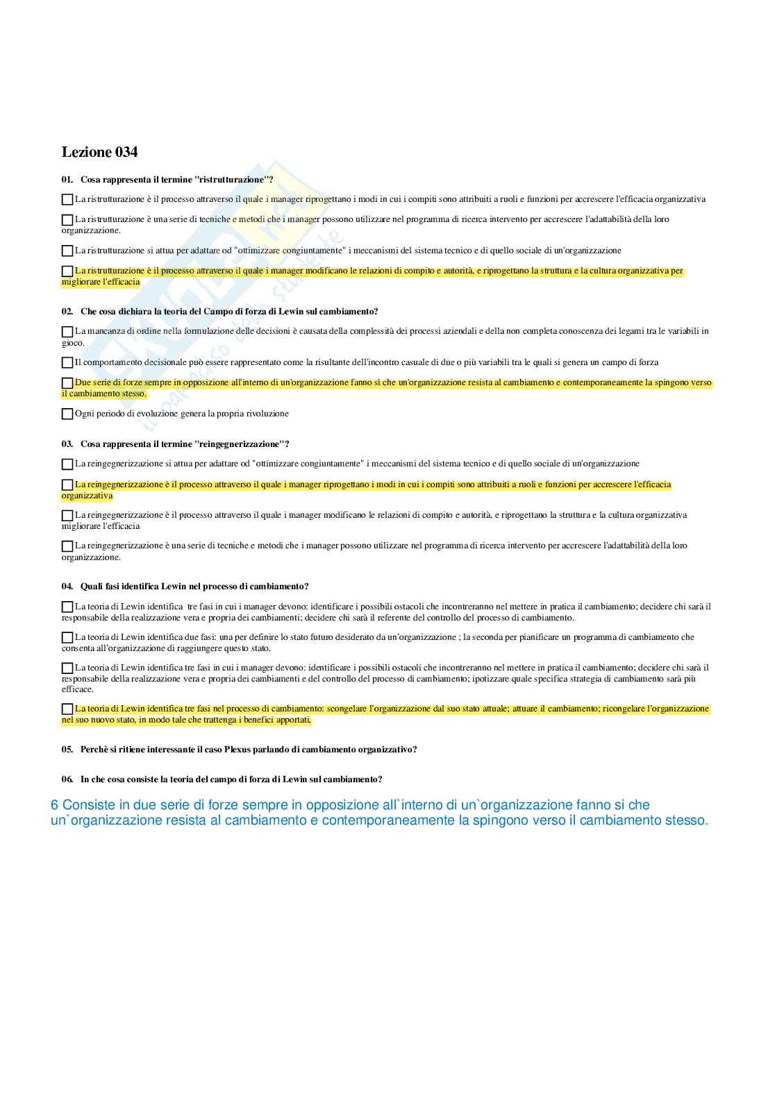 Paniere risposte multiple Organizzazione aziendale - aggiornato (2026) Pag. 41