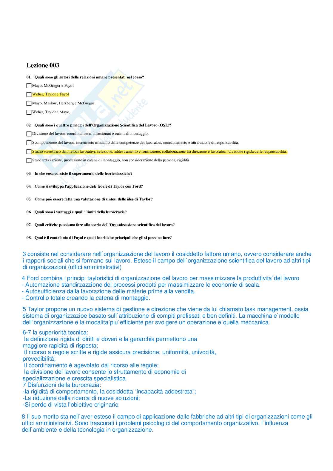 Paniere risposte multiple Organizzazione aziendale - aggiornato (2026) Pag. 6