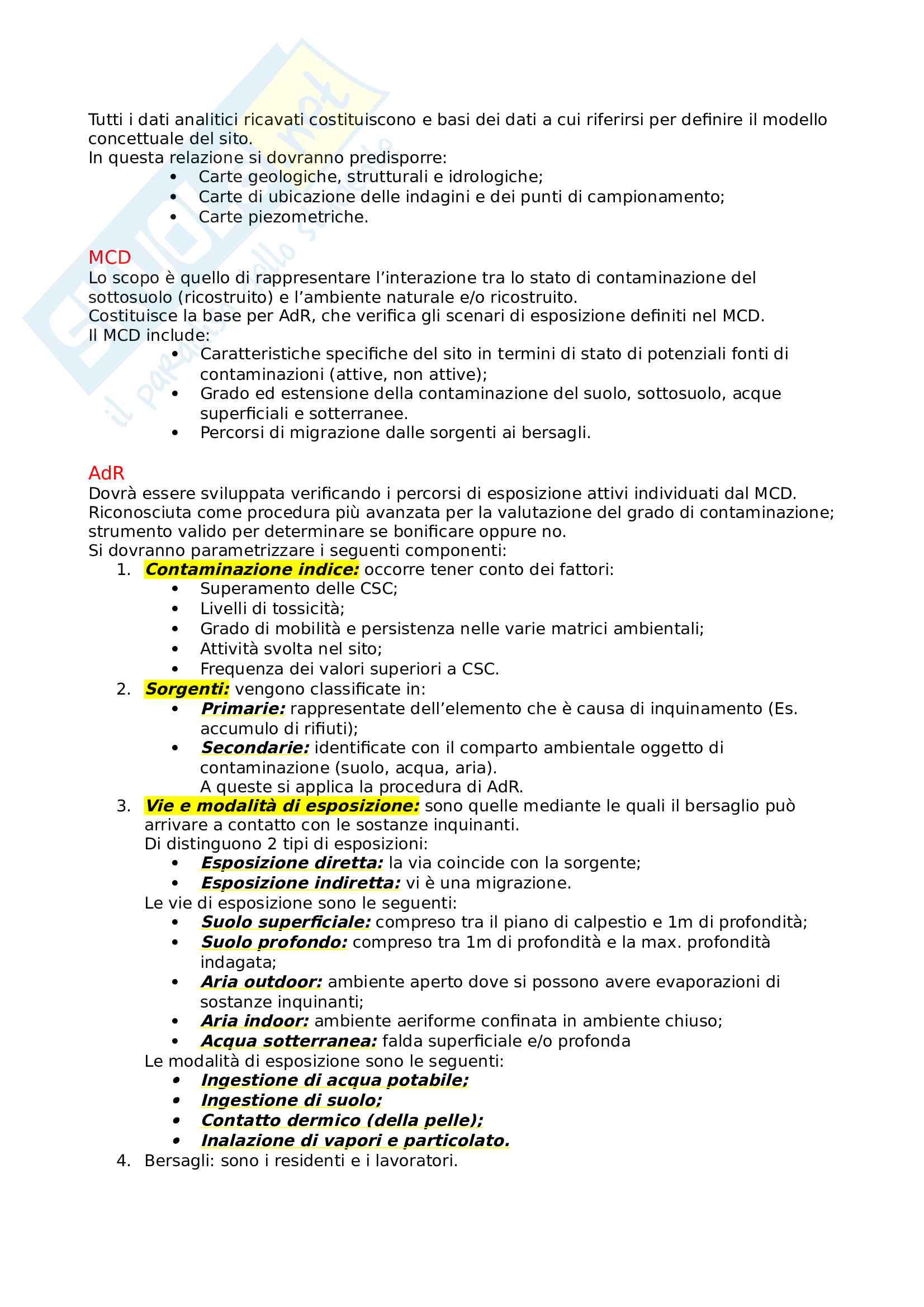 Riassunto Bonifiche dei siti contaminati Pag. 11