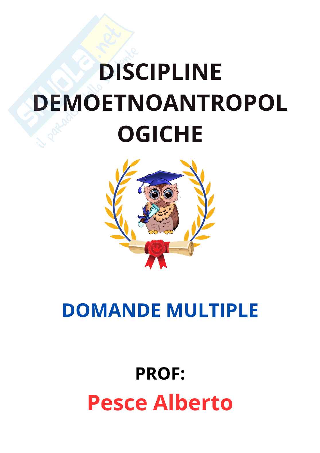 Paniere Discipline demoetnoantropologiche - Risposte multiple - aggiornato (2026) Pag. 1