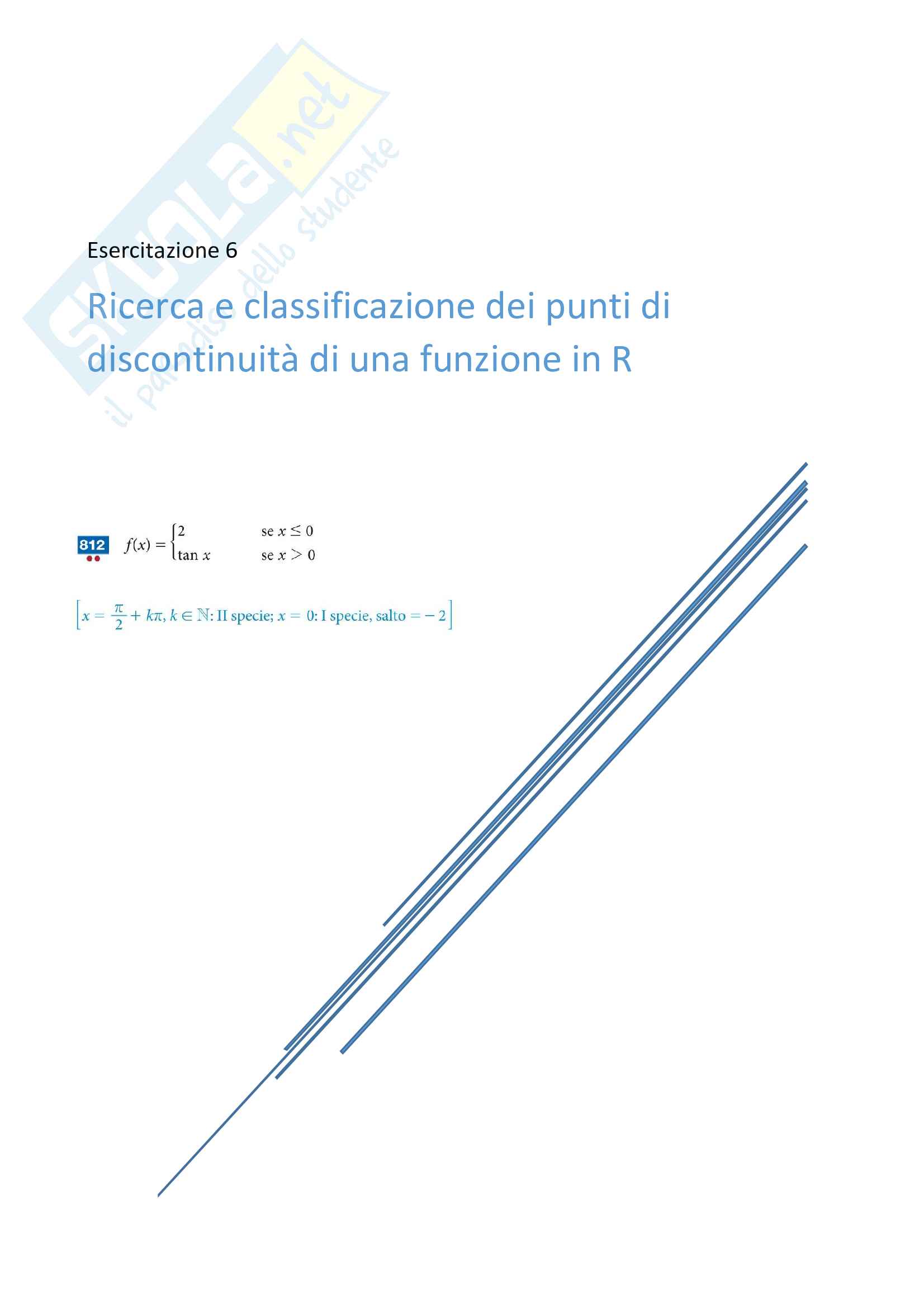 Ricerca e classificazione dei punti di discontinuità di una funzione in R-E6 Pag. 1