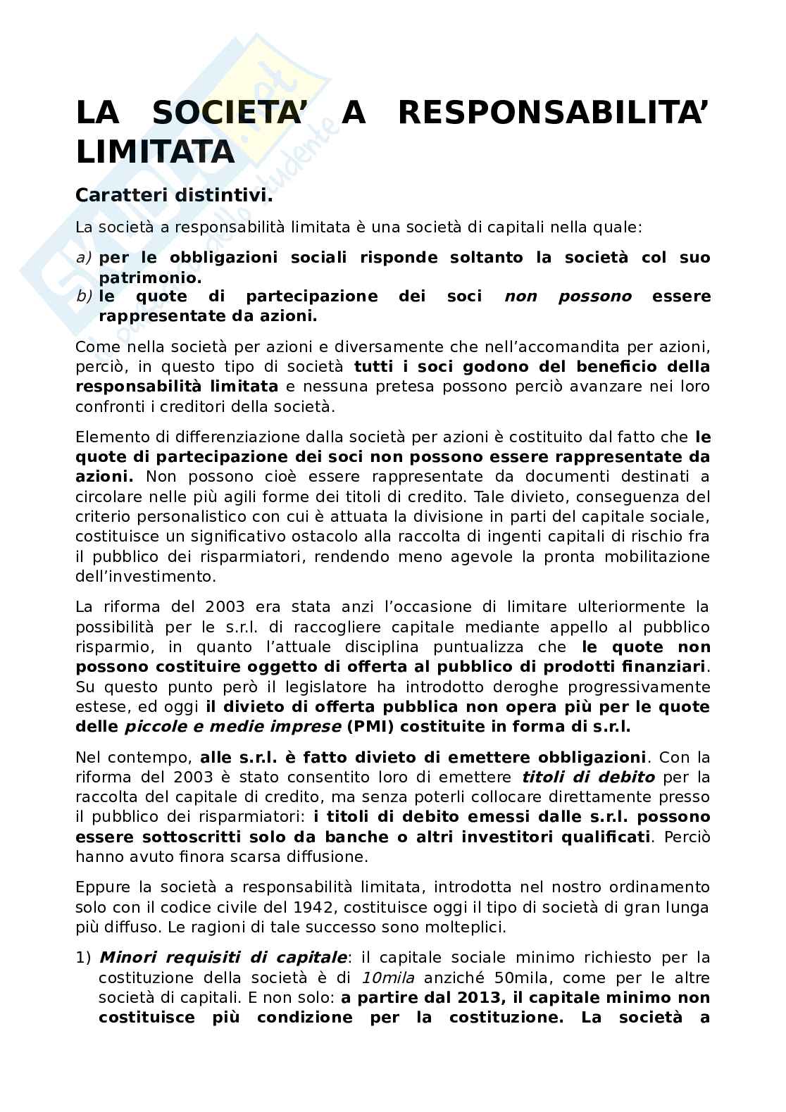  SRL - Diritto commerciale II Pag. 1