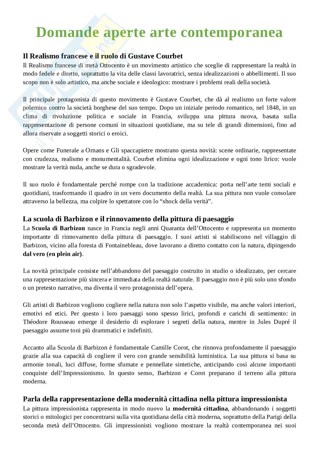 Risposte aperte Storia dell'arte contemporanea b Pag. 1