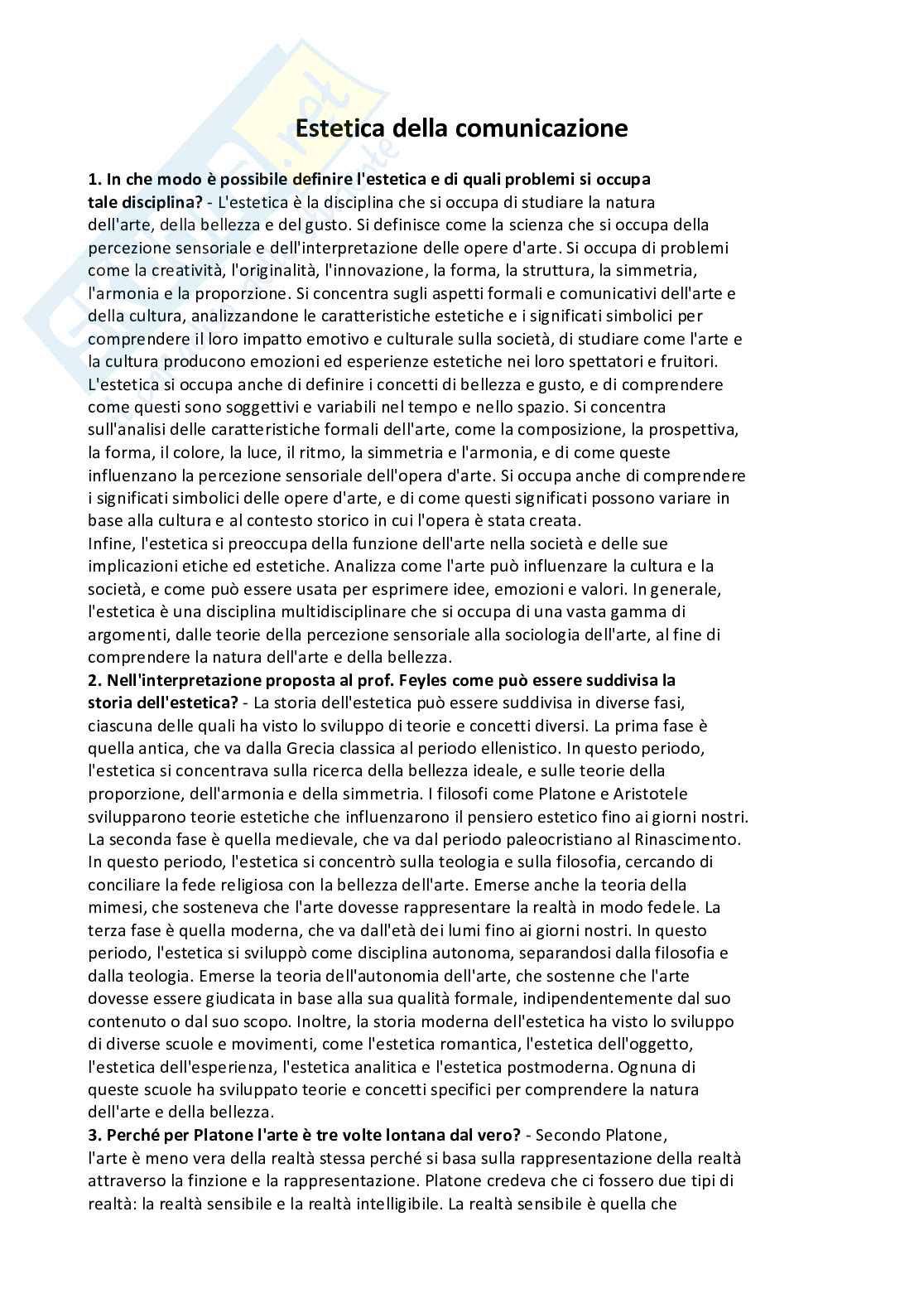 Paniere risposte aperte Estetica della comunicazione (2026) Pag. 1