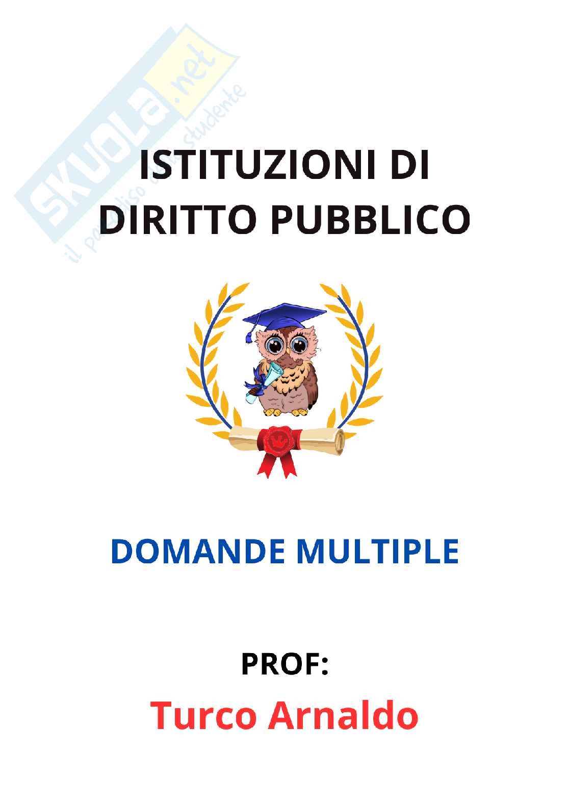 Paniere Istituzione di diritto pubblico - Risposte multiple - aggiornato (2026) Pag. 1