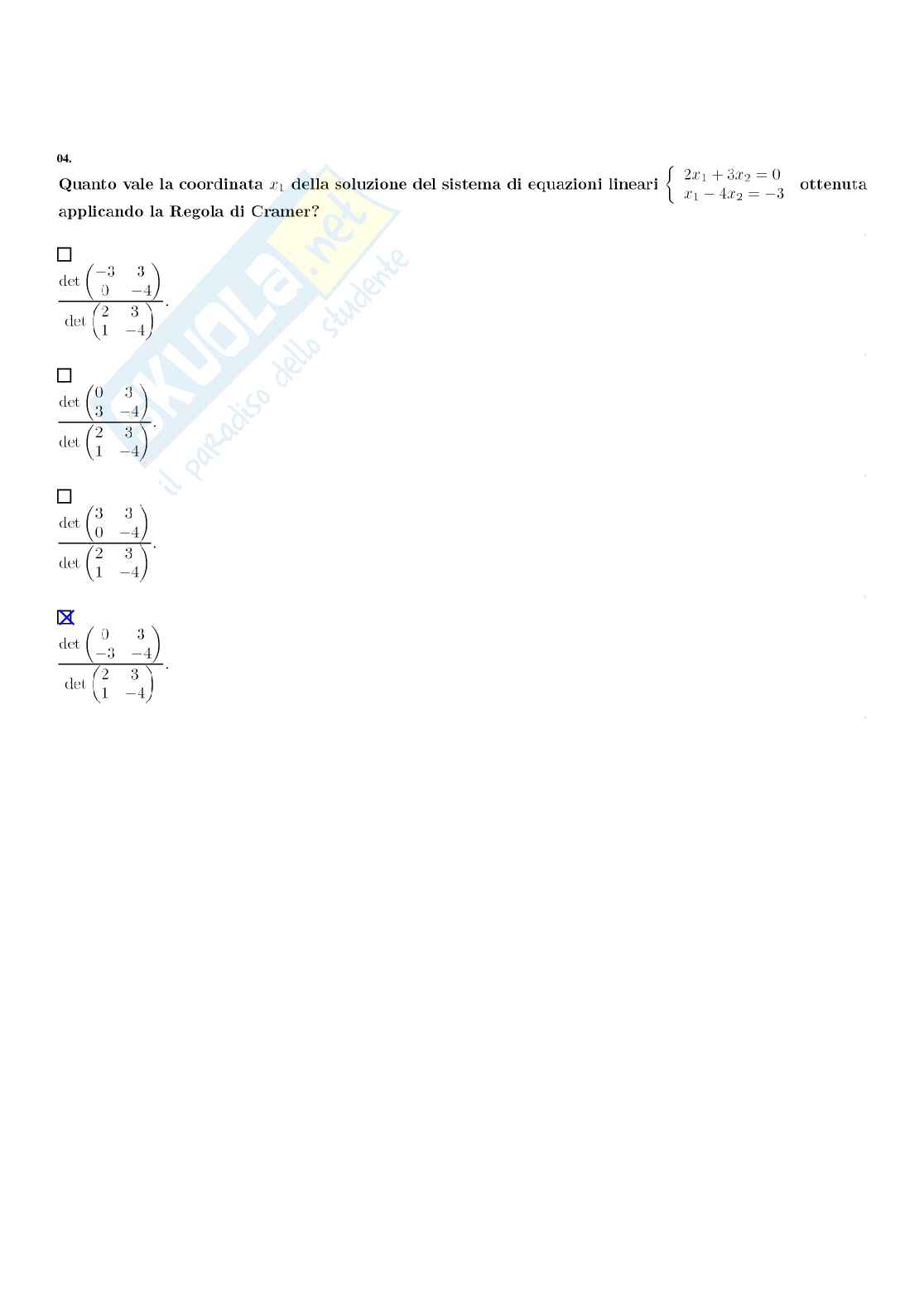 Paniere con risposte chiuse - Complementi di matematica (2023/2024) Pag. 41