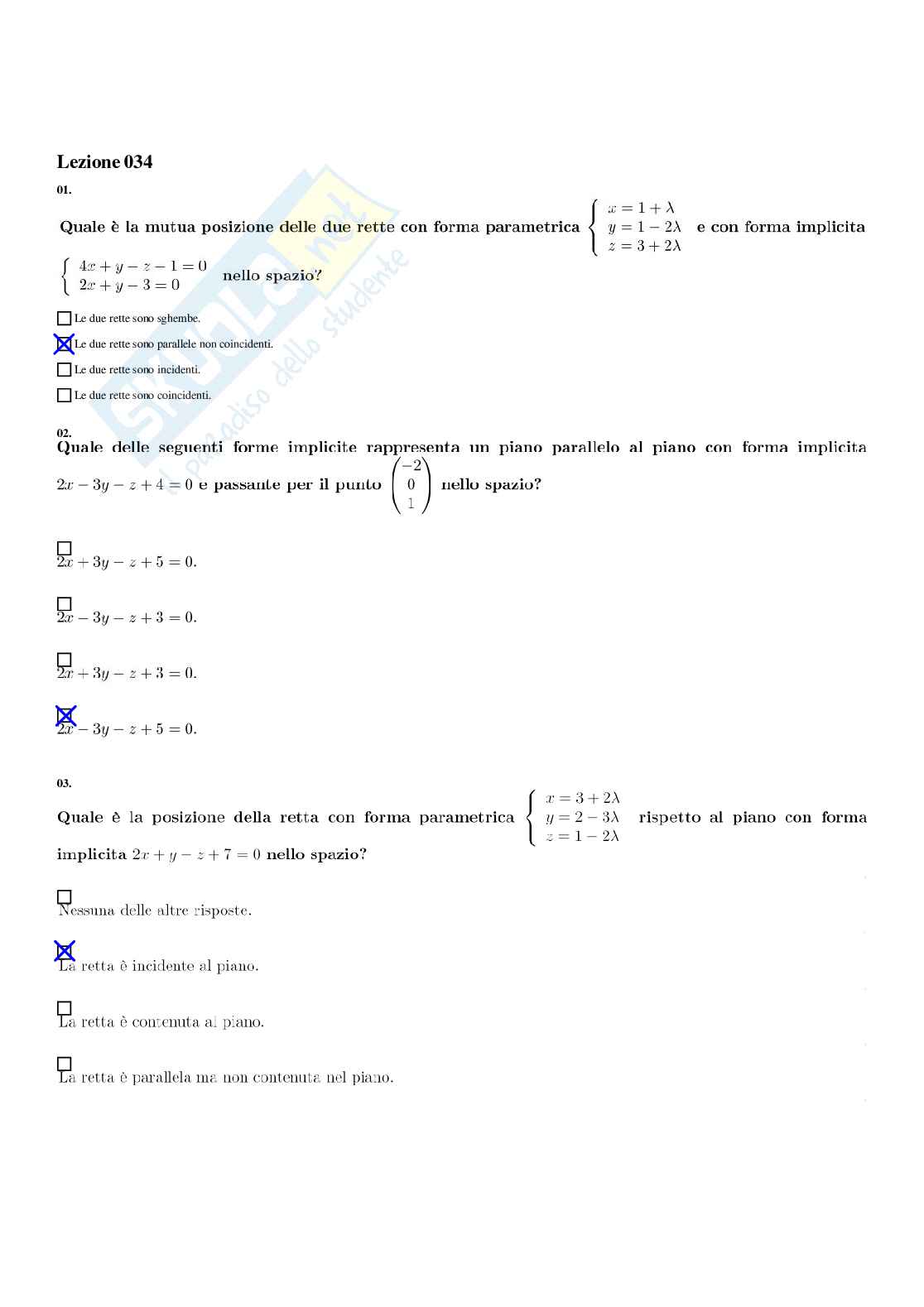 Paniere con risposte chiuse - Complementi di matematica (2023/2024) Pag. 71