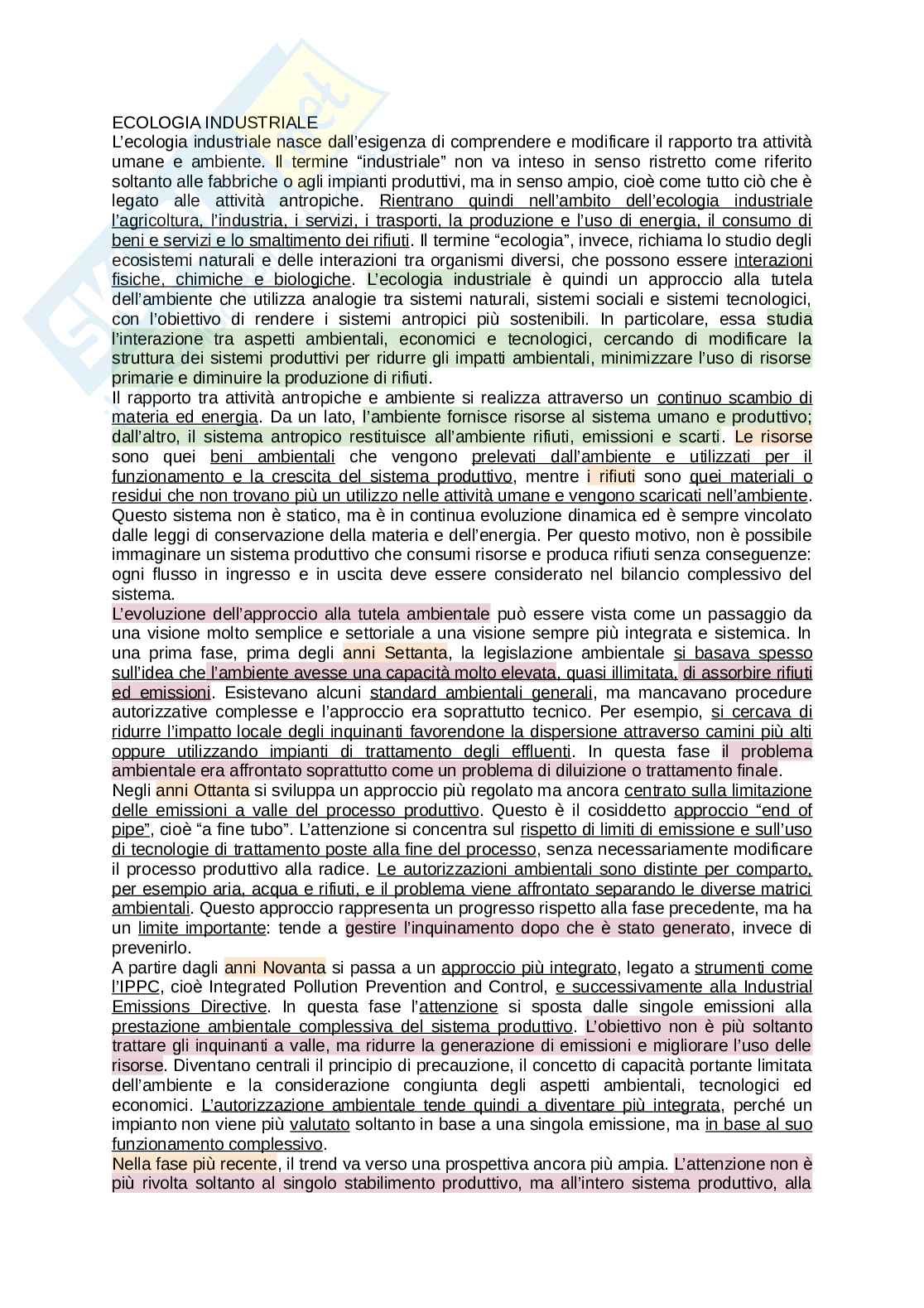 Ecologia industriale Pag. 1