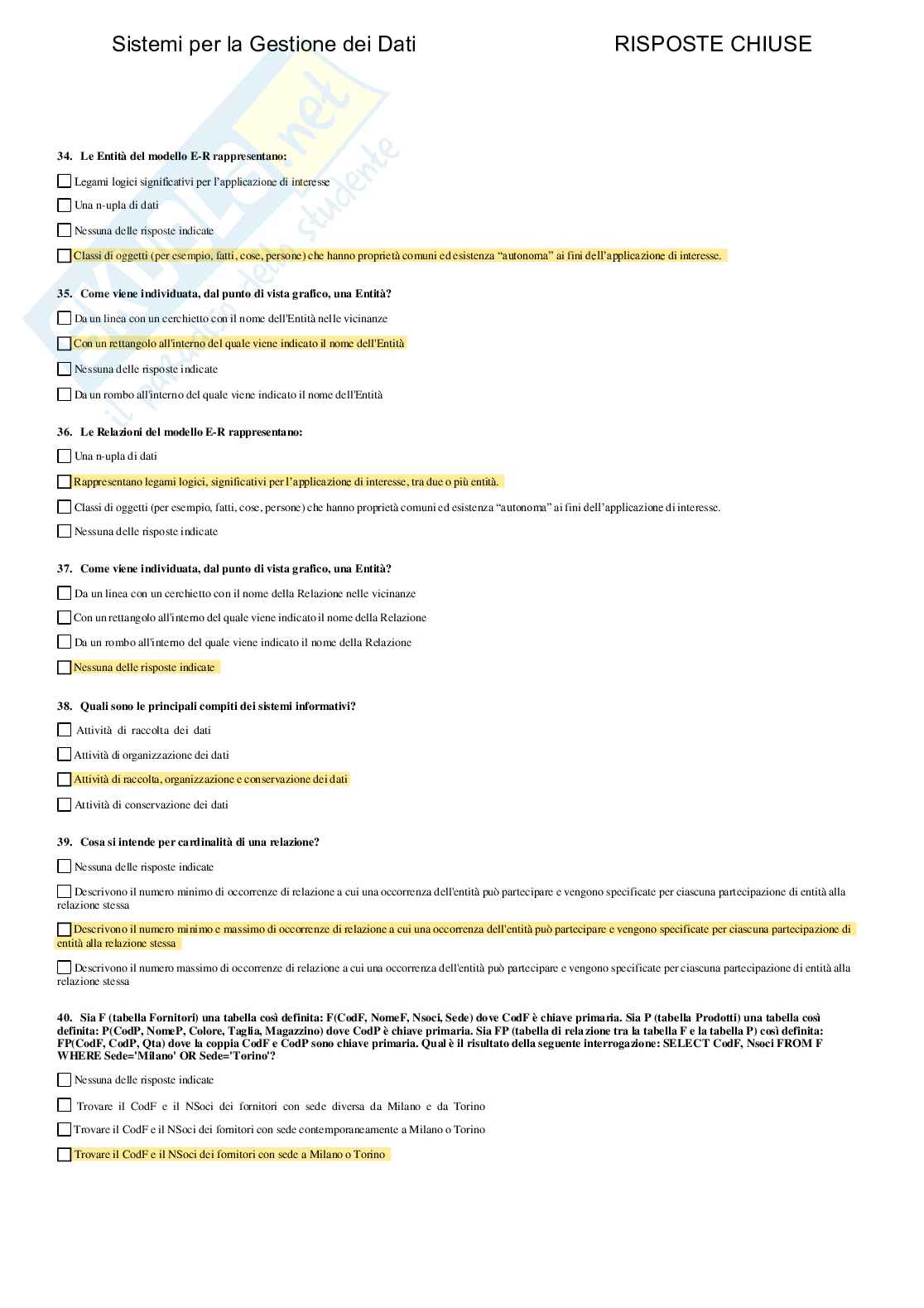 Sistemi per la gestione dei dati - Paniere compilato Pag. 16