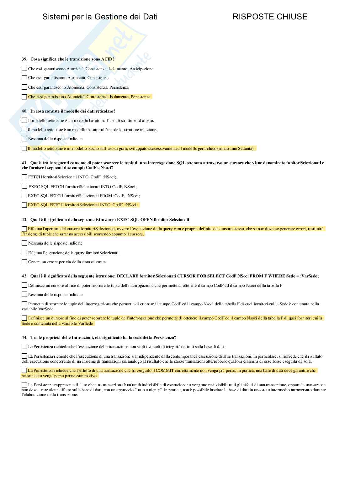 Sistemi per la gestione dei dati - Paniere compilato Pag. 26