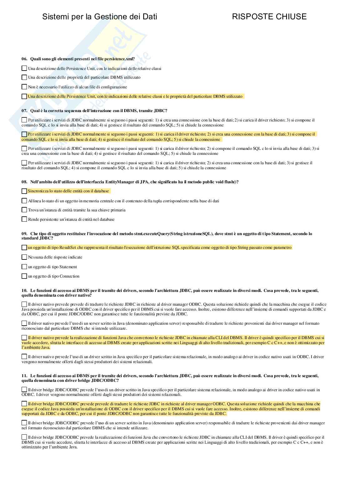 Sistemi per la gestione dei dati - Paniere compilato Pag. 41