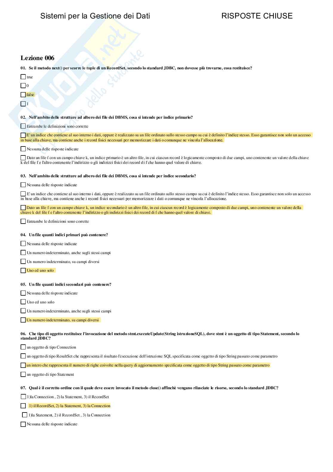 Sistemi per la gestione dei dati - Paniere compilato Pag. 51