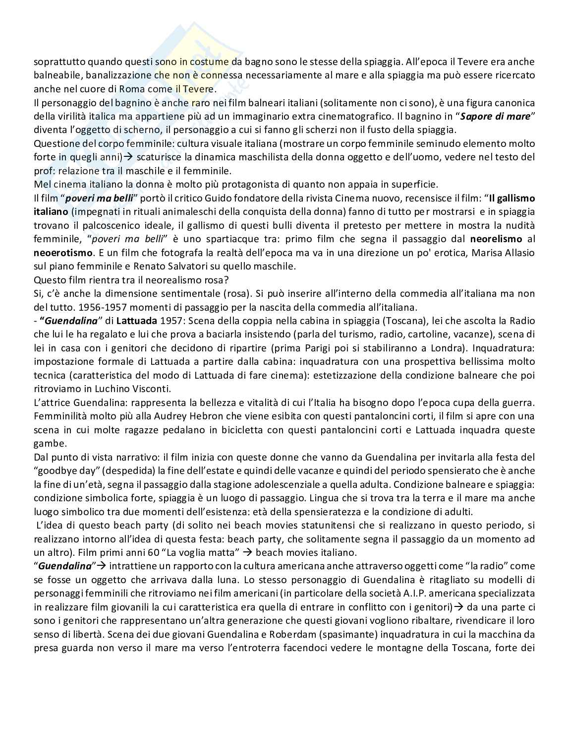 Riassunto esame Cinema italiano , Prof. Uva Christian, libro consigliato La spiaggia, C'era una volta la commedia all'italiana, Guida alla storia del cinema italiano, Matteo Garrone, Christian Uva, Giacovelli, Brunetta, Christian Uva Pag. 26