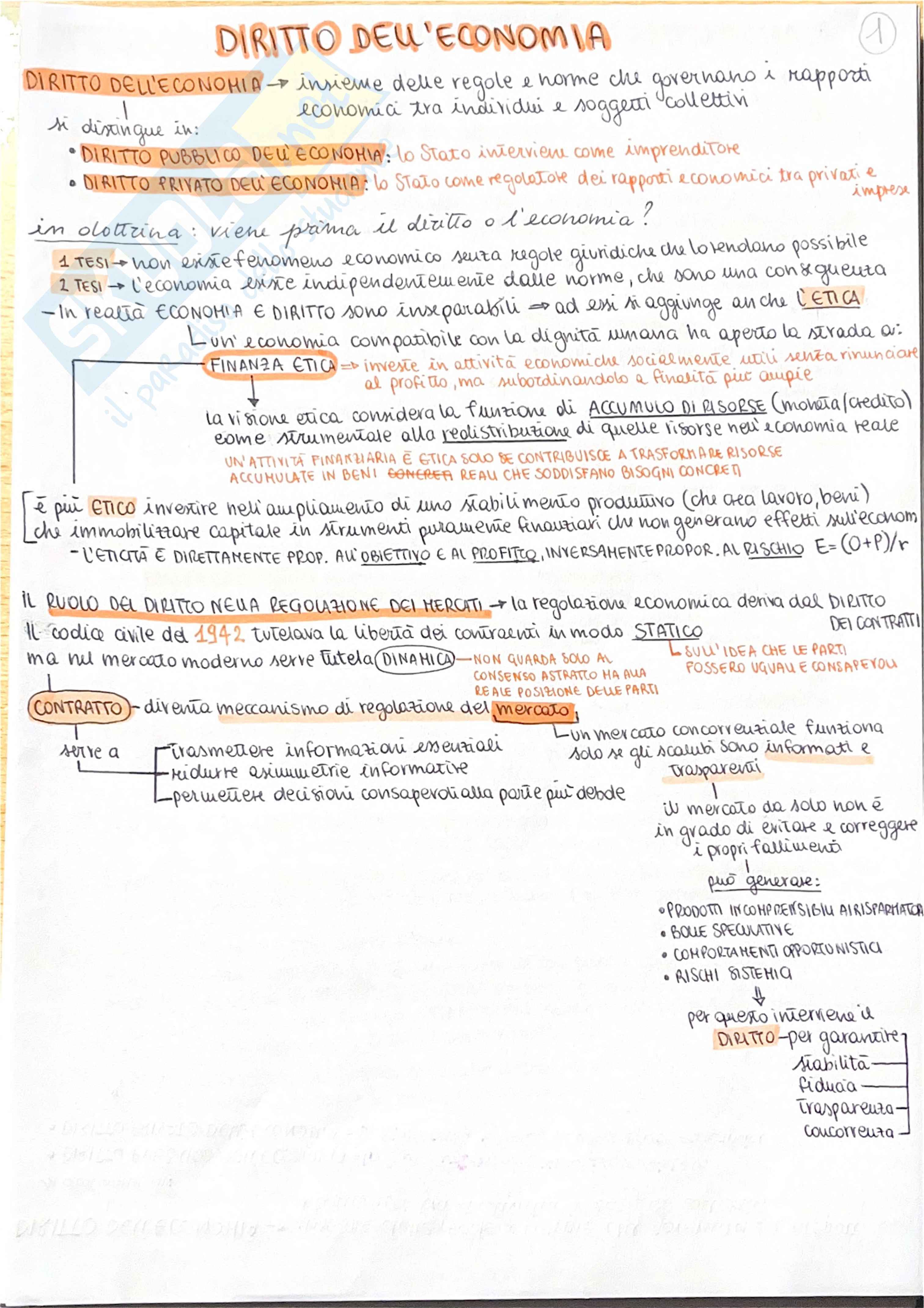Appunti completi Diritto dell’economia – Schemi riassuntivi per esame   Pag. 1