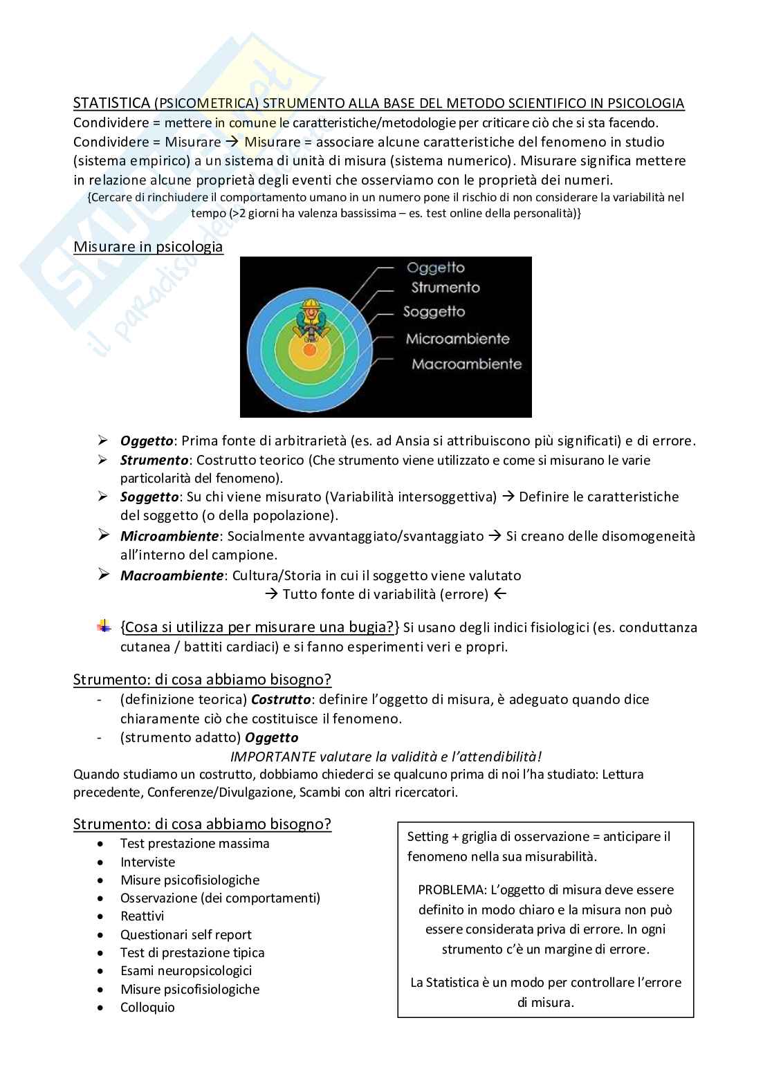 Statistica psicometrica Pag. 2