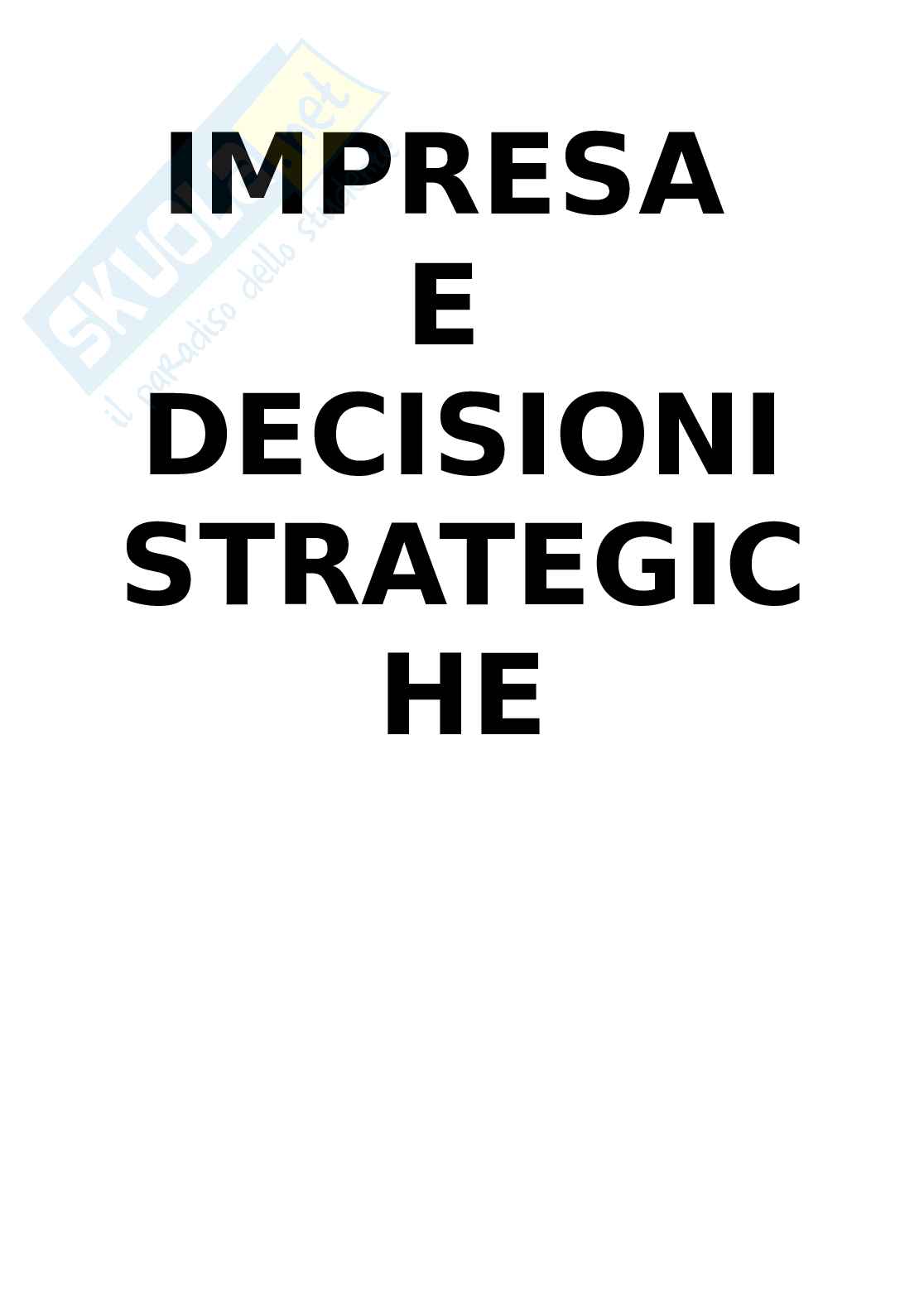 Impresa e decisioni strategiche  Pag. 1
