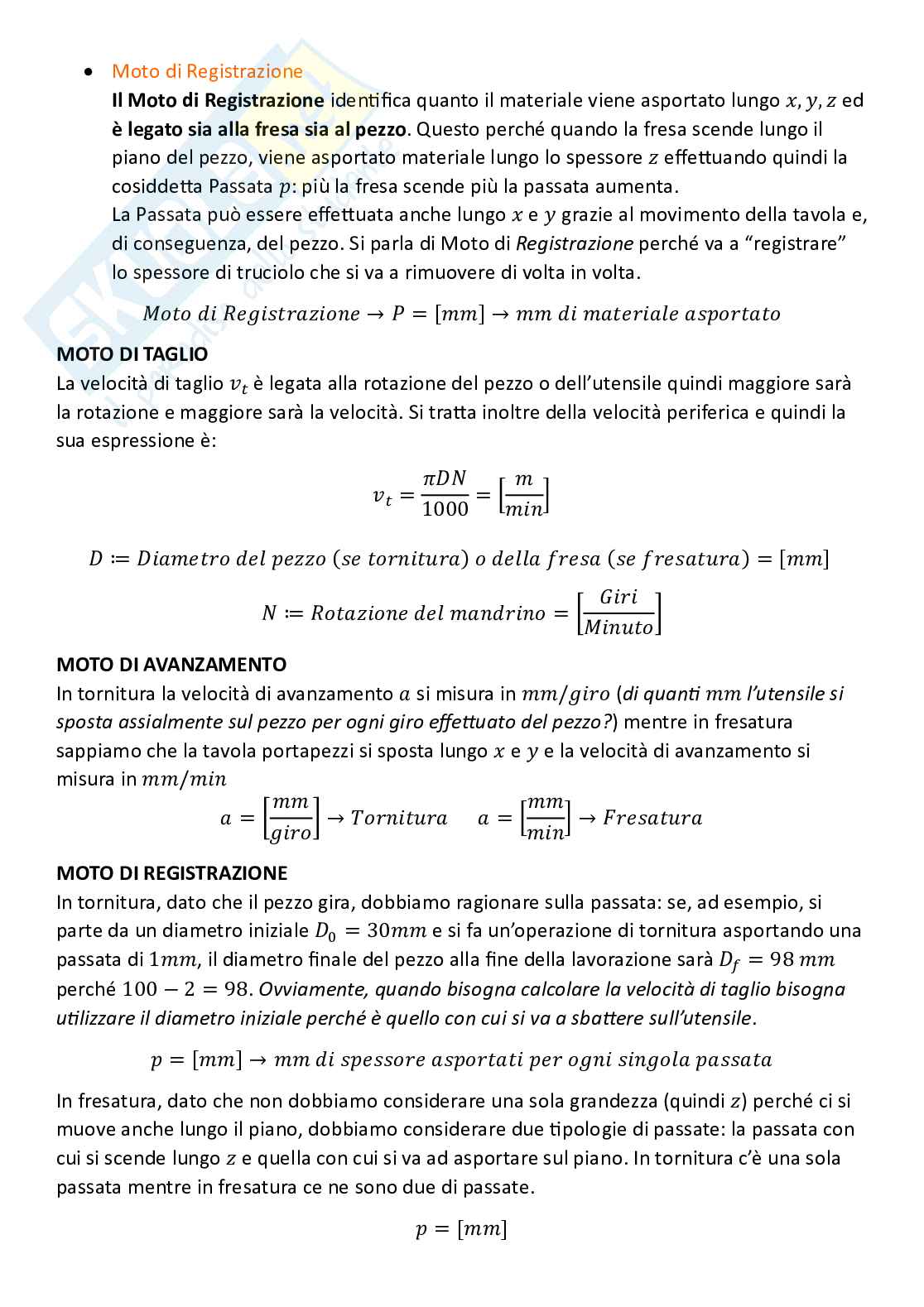 Tecnologie industriali, parte 11 - Processi di lavorazione per asportazione di truciolo: tornitura e fresatura Pag. 6