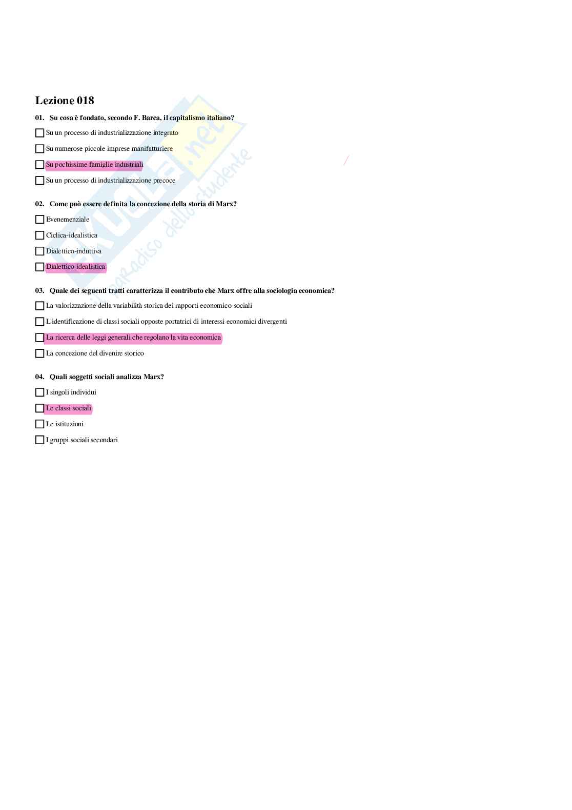 Paniere completo di Sociologia dei processi economici - Risposte multiple e aperte - aggiornato (2026) Pag. 21