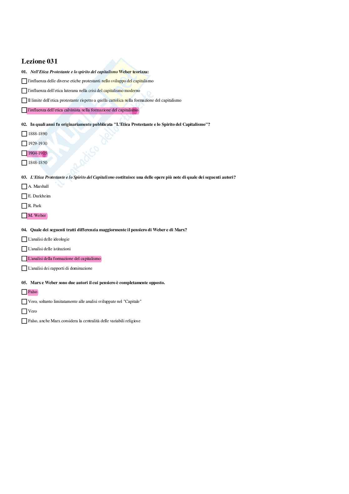 Paniere completo di Sociologia dei processi economici - Risposte multiple e aperte - aggiornato (2026) Pag. 31