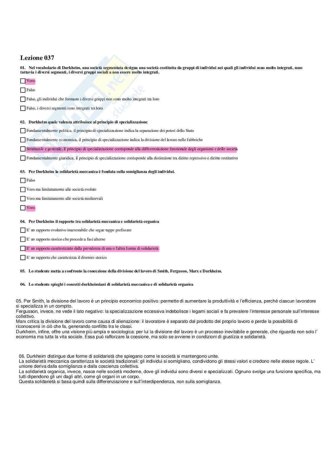 Paniere completo di Sociologia dei processi economici - Risposte multiple e aperte - aggiornato (2026) Pag. 36