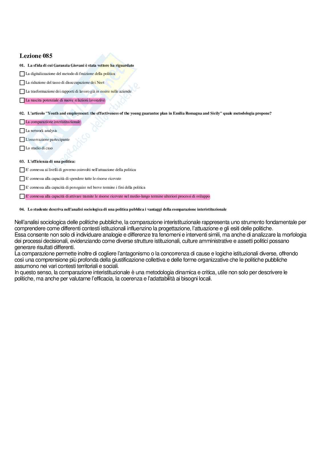 Paniere completo di Sociologia dei processi economici - Risposte multiple e aperte - aggiornato (2026) Pag. 81